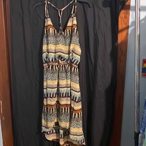 Sexy dress with colorful pattern and cute crisscross strap details size large